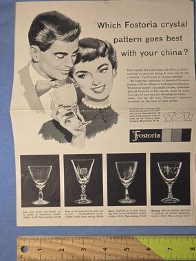 Authentic 1956 Fostoria Crystal Wine Glasses - Vintage Collectible Advertisment